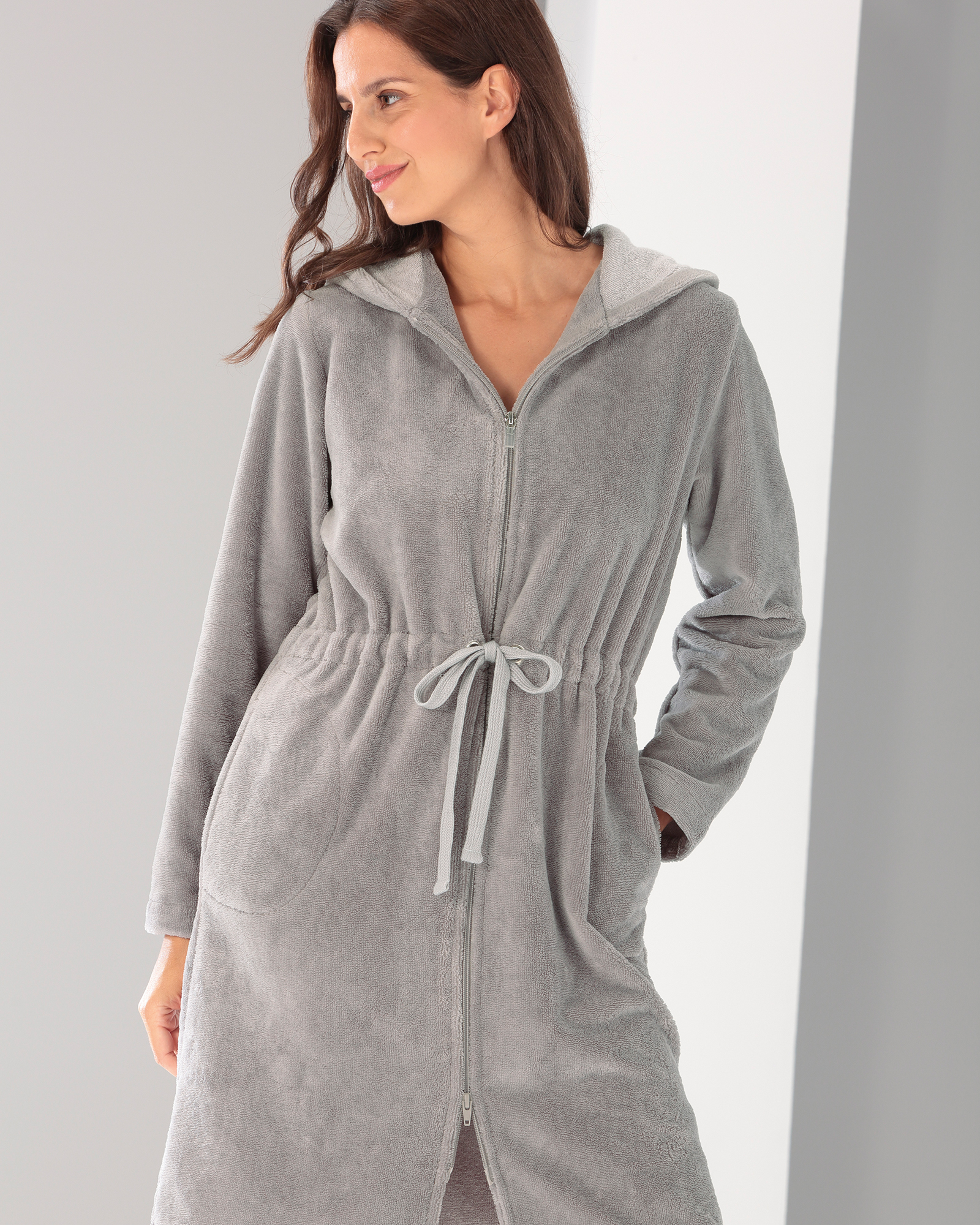 Cawö Home Bademäntel Damen Kurzmantel mit Kapuze Cawö Home 822 graphit - 73