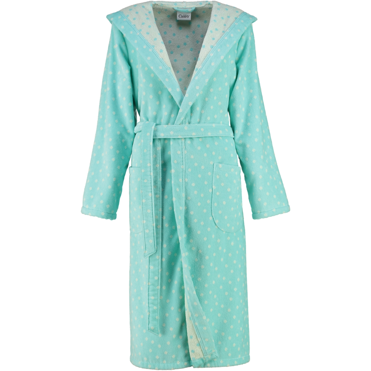 Cawö - Damen Bademantel Kapuze 5496 - Farbe: mint - 43 - XL
