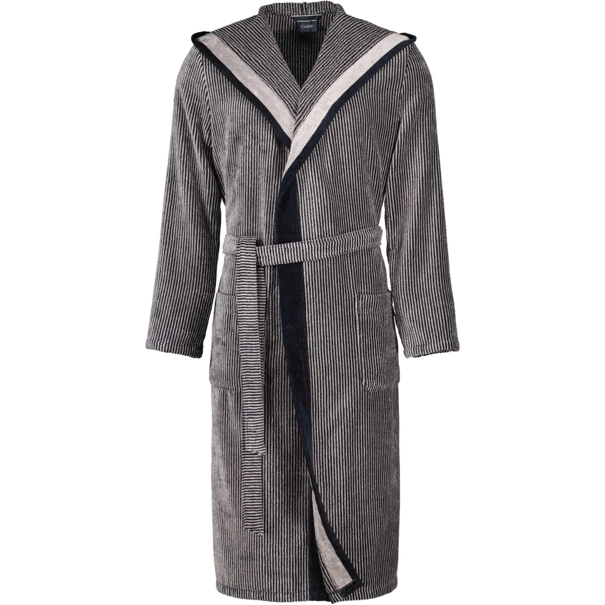 Cawö Bademäntel Herren Kapuze Luxury Home 5841 natur-schwarz - 97
