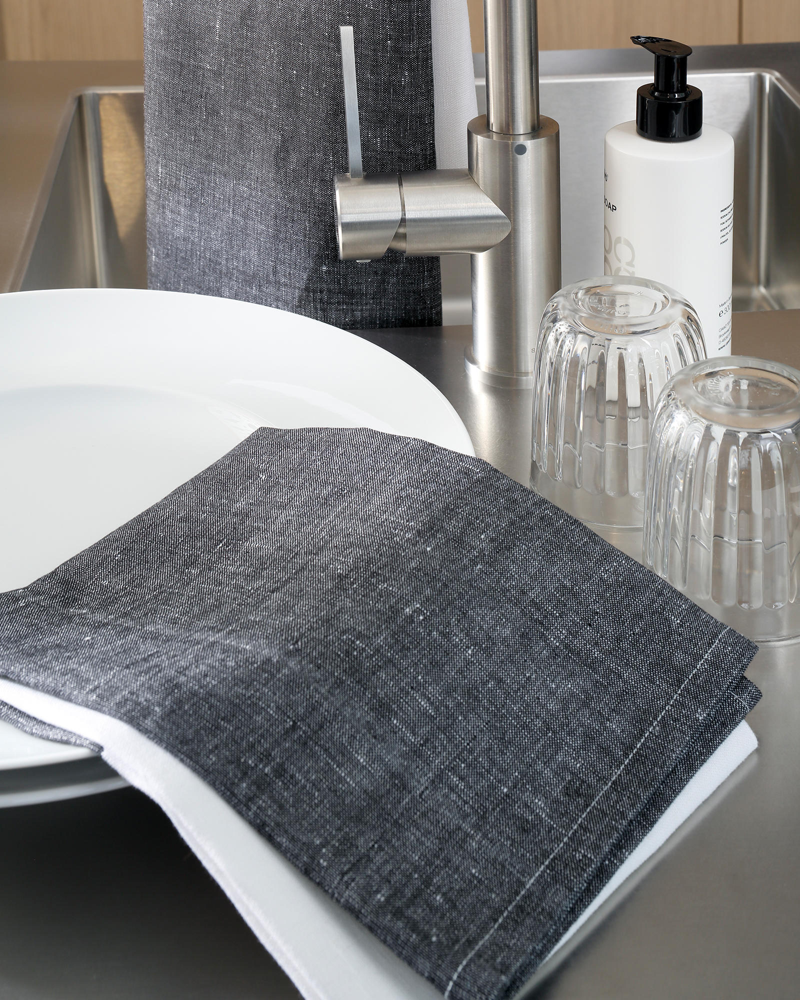 Cawö Home Geschirrtücher Cuisine Duo 535 schwarz/weiß - 96 - 50x70 cm