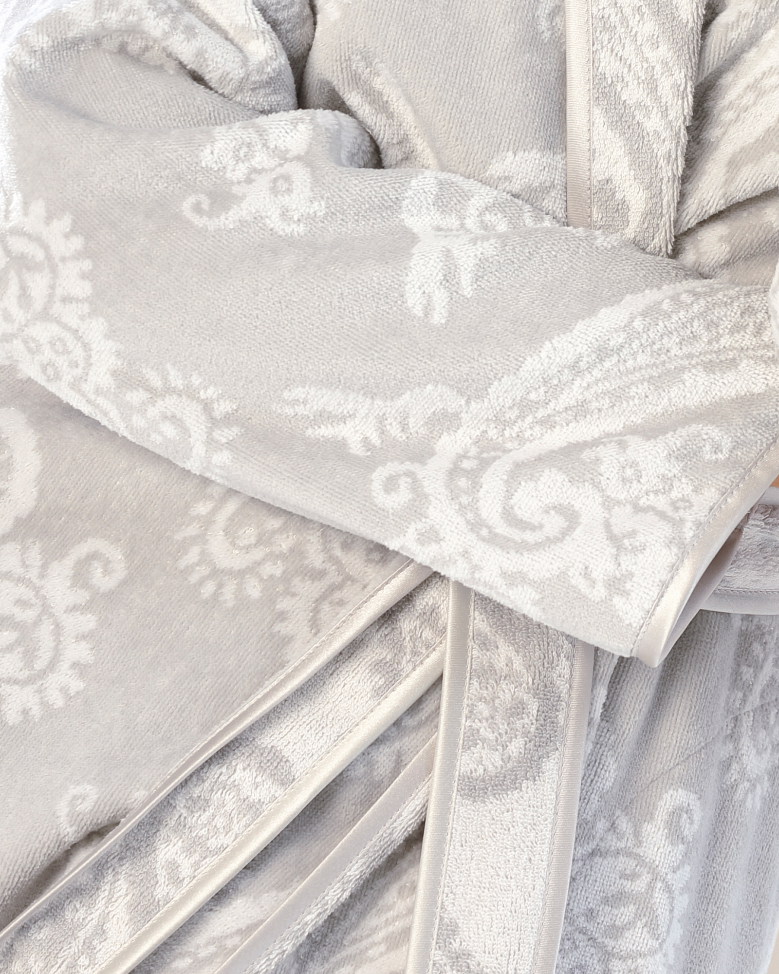 Cawö Bademäntel Damen Schalkragen Paisley 4420 silber - 73