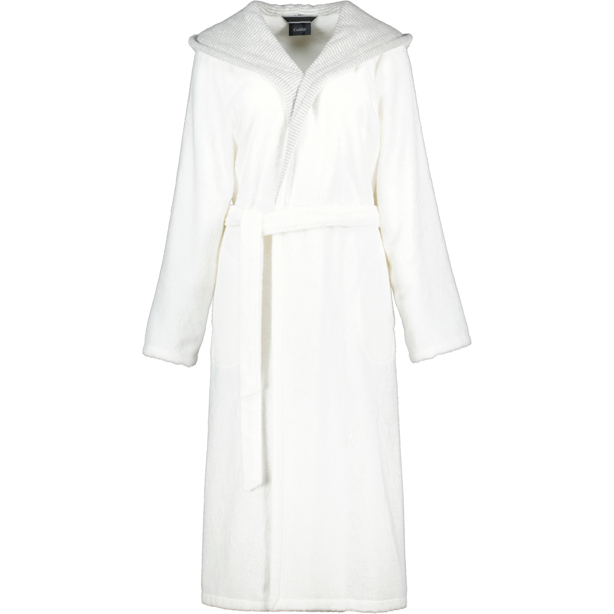 Cawö Bademäntel Damen Kapuze Classic 4345 weiß-silber - 607
