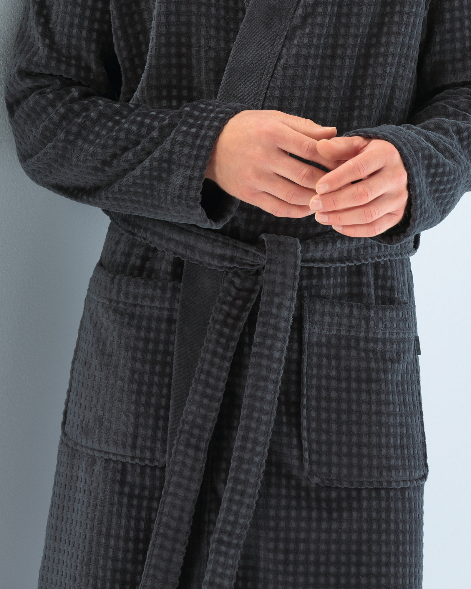 Cawö Herren Bademantel Kimono 3714 - Farbe: anthrazit - 774 - XL