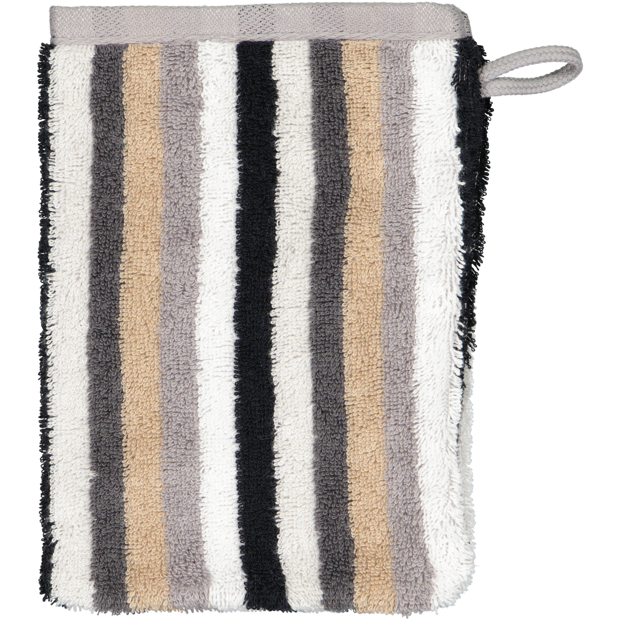 Cawö Handtücher Shades Streifen 6235 stein - 77 - Waschhandschuh 16x22 cm