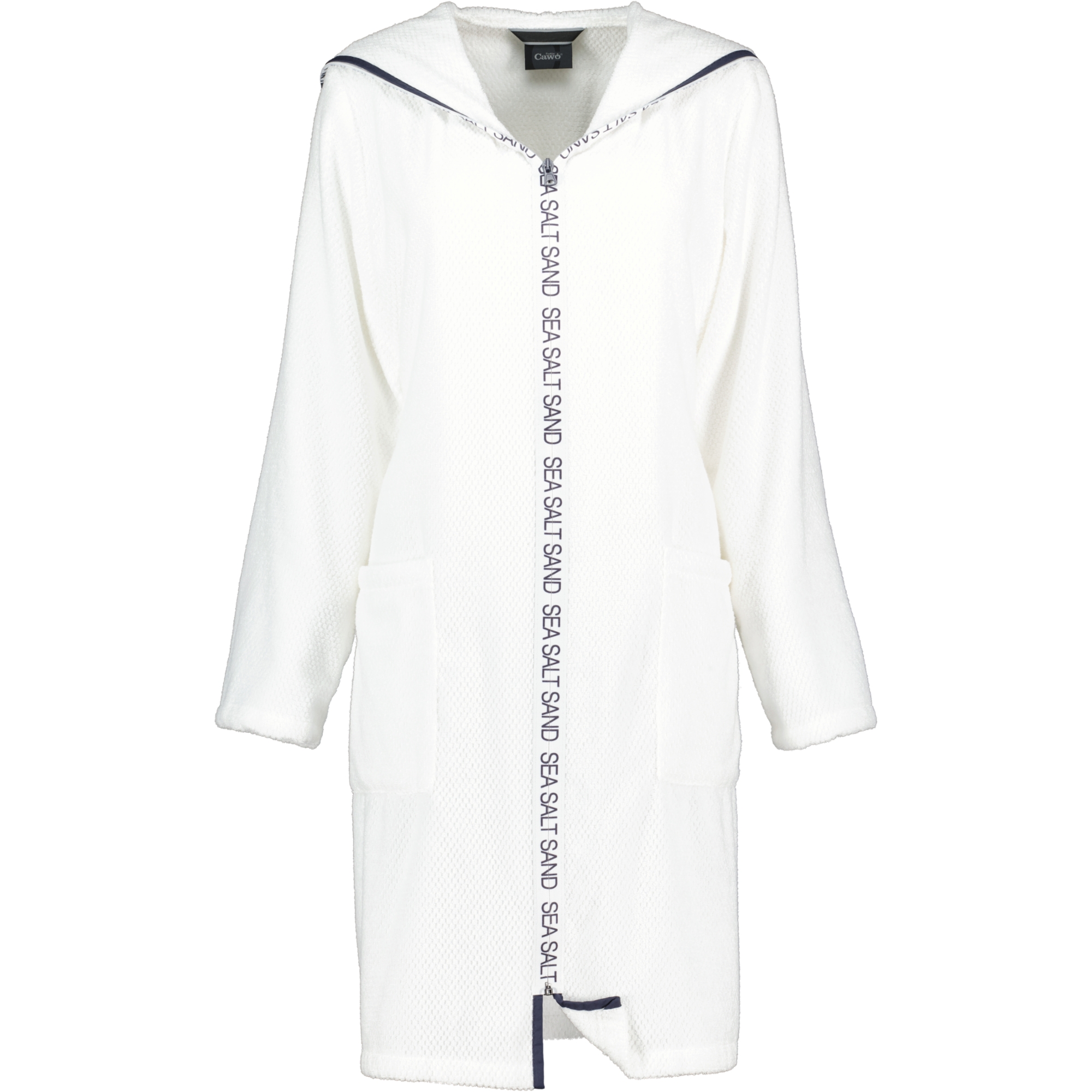 Cawö Damen Bademantel Sea Salt Sand 3101 Kapuze kurz RV - Farbe: weiß - 600 - S