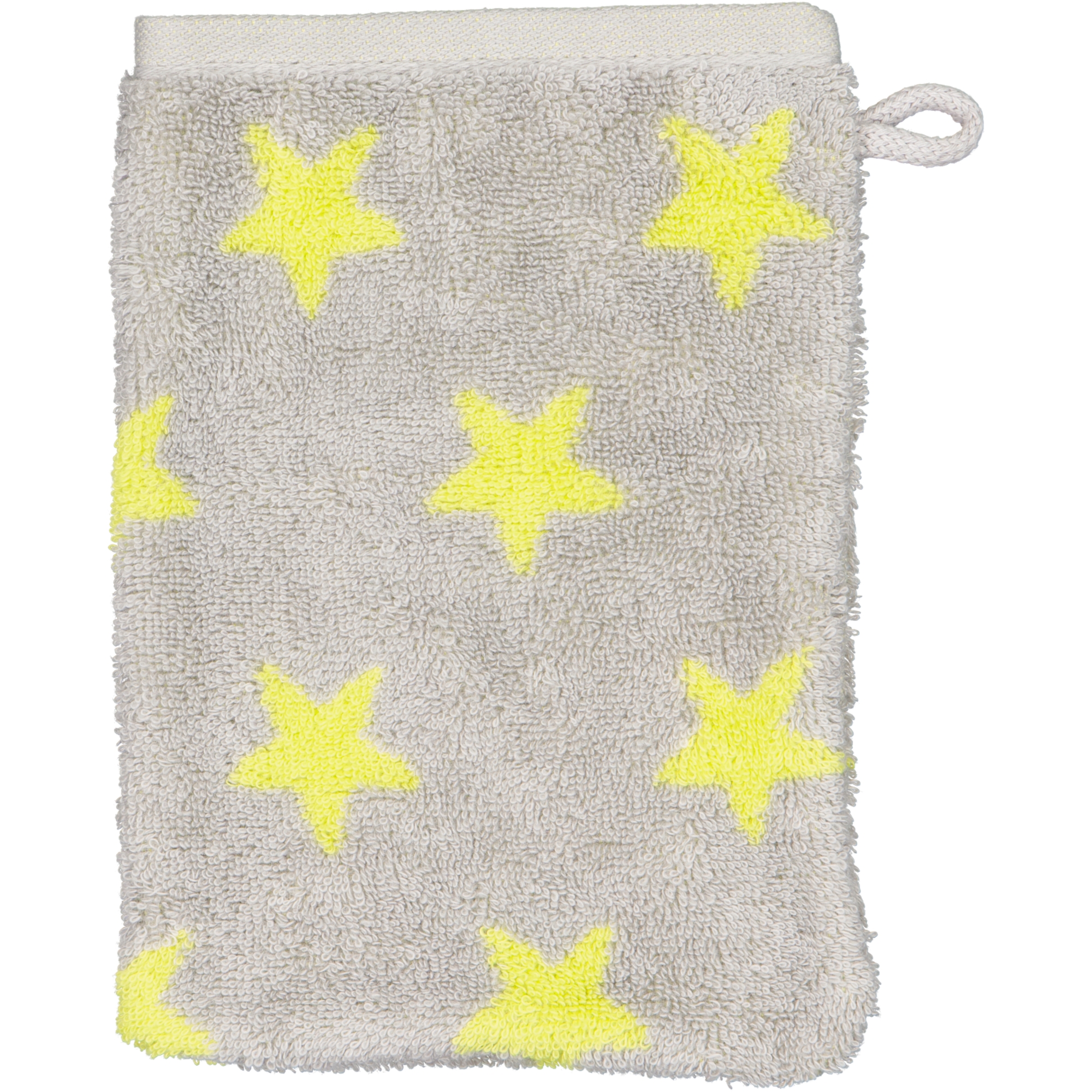 Cawö Handtücher NEW STARS Sterne klein 6261 platin/lime - 75 - Waschhandschuh 16x22 cm