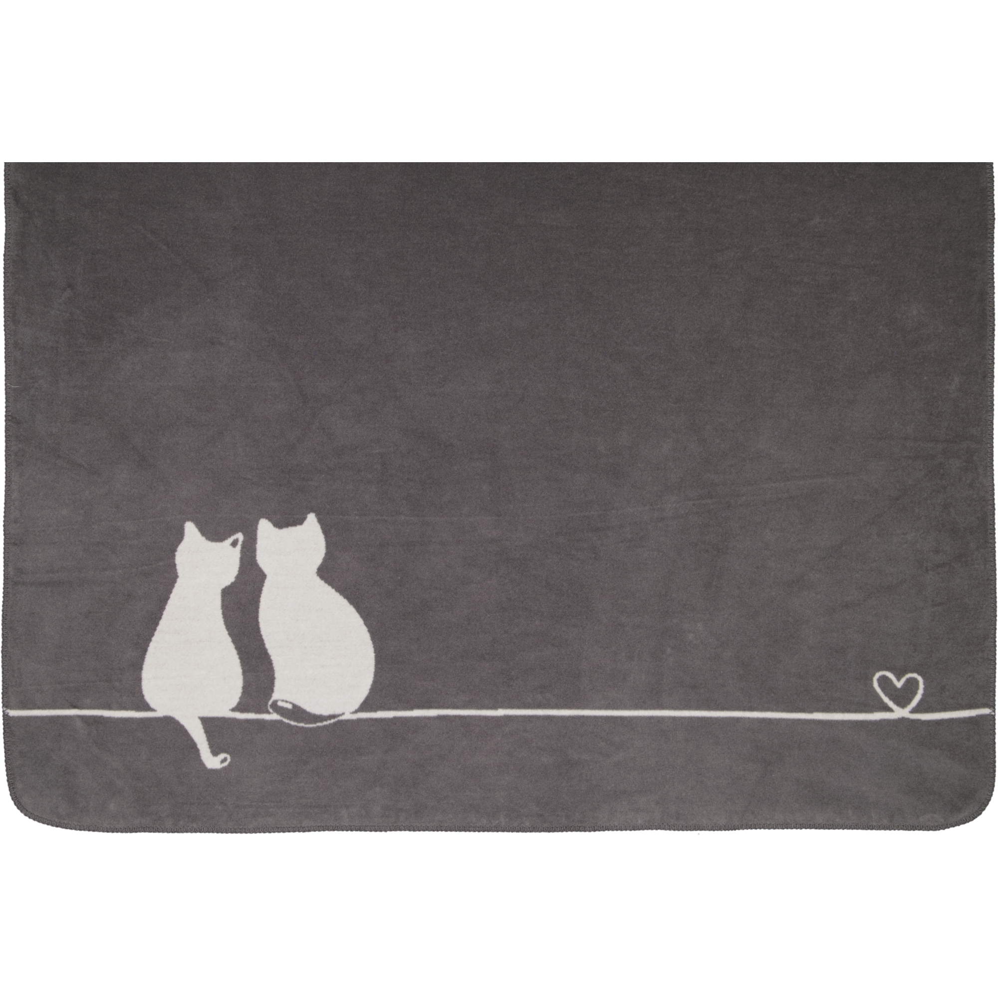 Cawö Wohndecken CUTE CATS EDITION You & Me 62630 stein/anthrazit - 70 - 150x200 cm