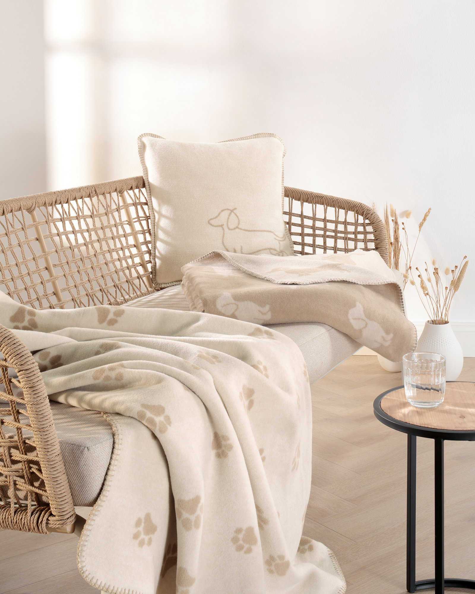 Cawö Kissenhüllen WE LOVE DOGS Companion 62480 natur/beige - 33 - 50x50 cm