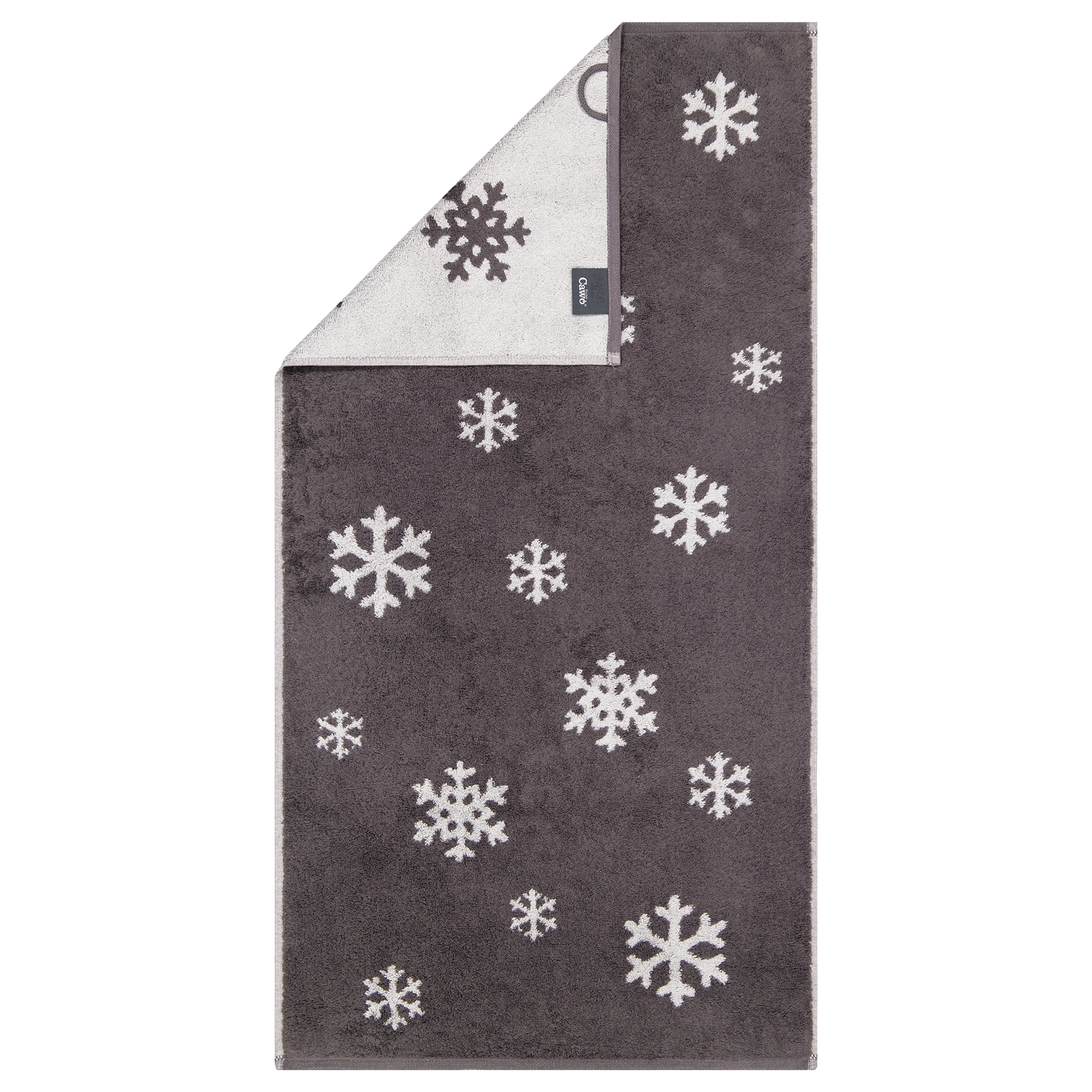Cawö Handtücher WINTER EDITION Schneekristalle 6270 basalt/platin - 77 - Handtuch 50x100 cm