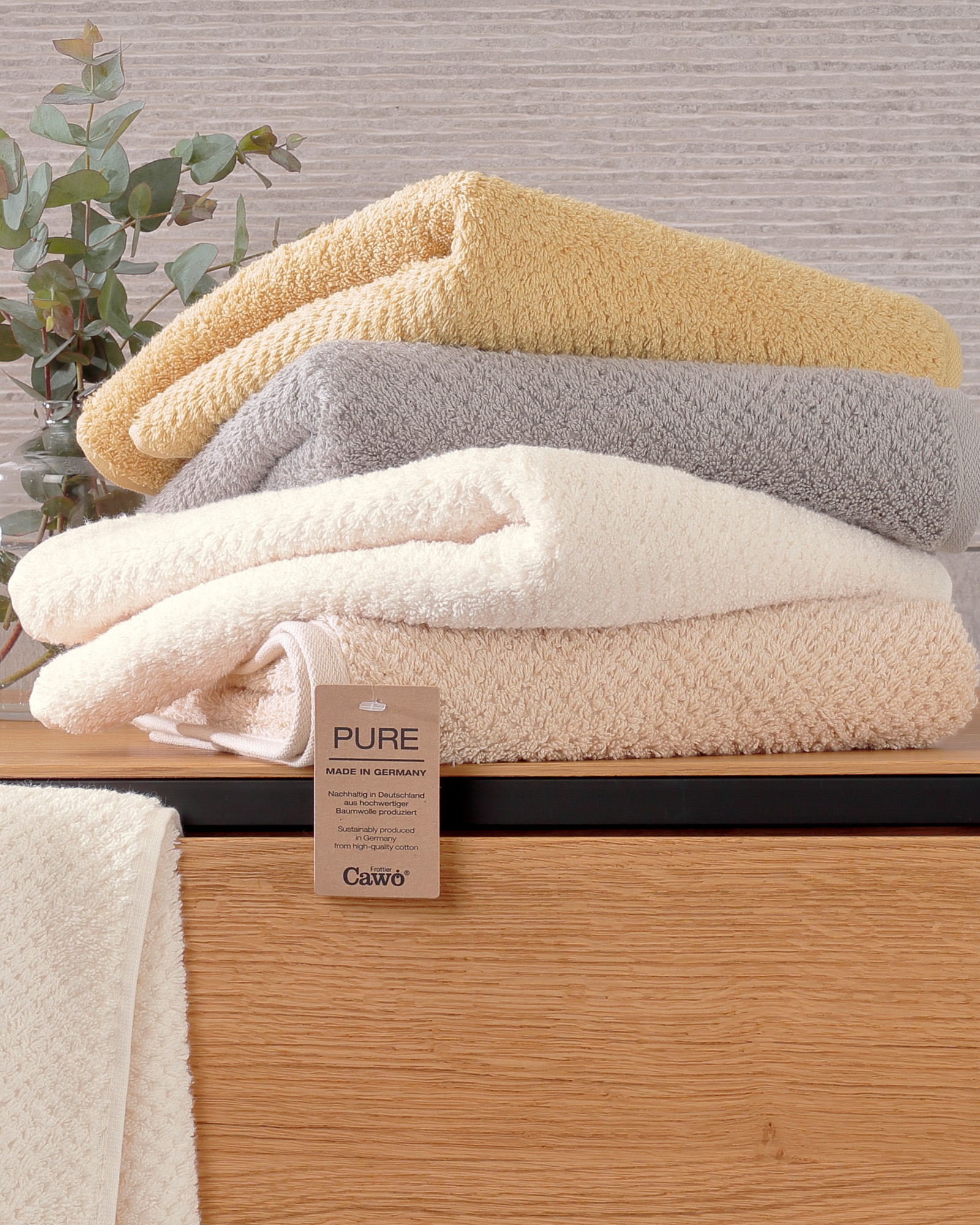 Cawö Handtücher Pure 6500 - Farbe: stein - 727 - Waschhandschuh 16x22 cm