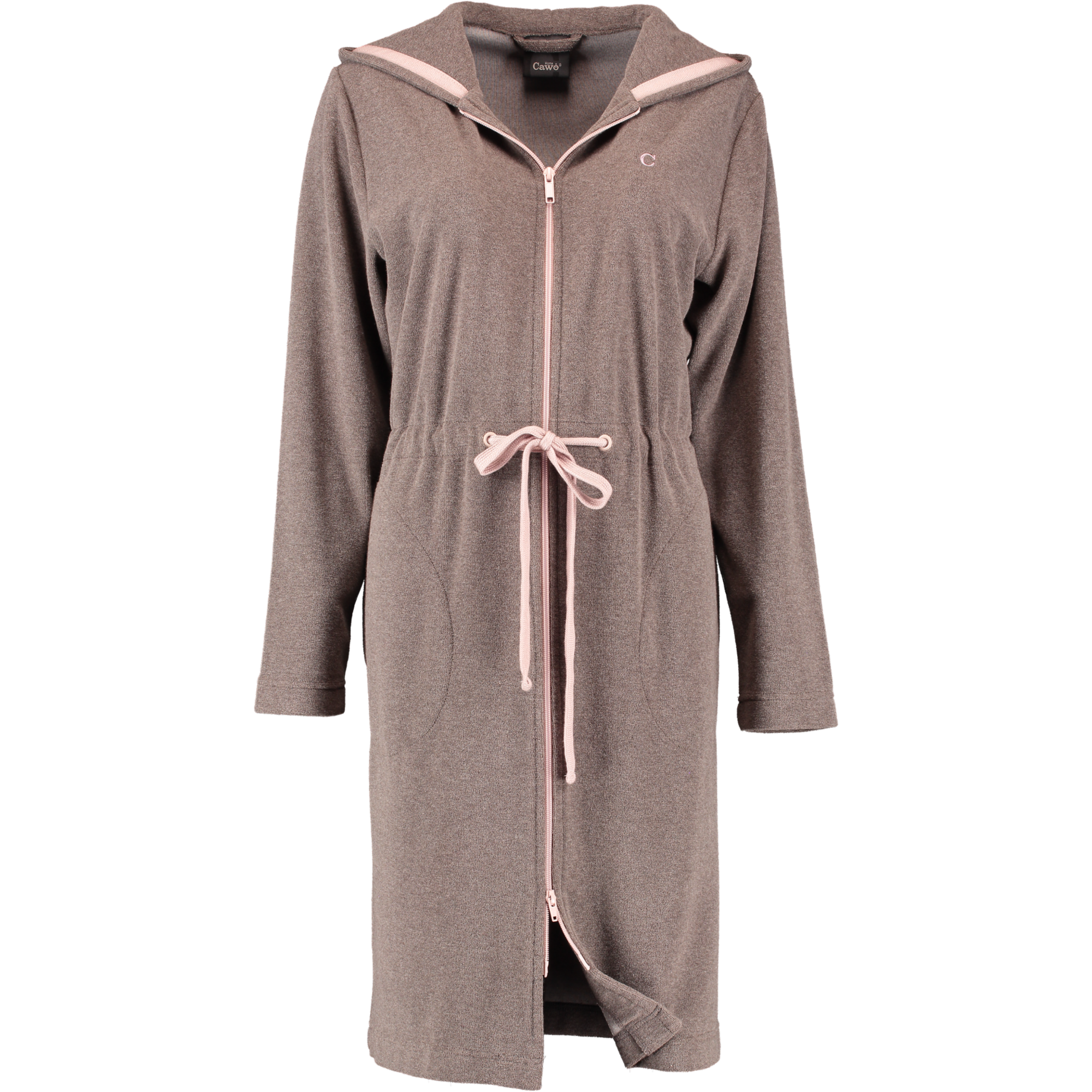 Cawö Home Active Damen Kurzmantel Kapuze TG RV 821 - Farbe: mocca-rosé - 32 - XS