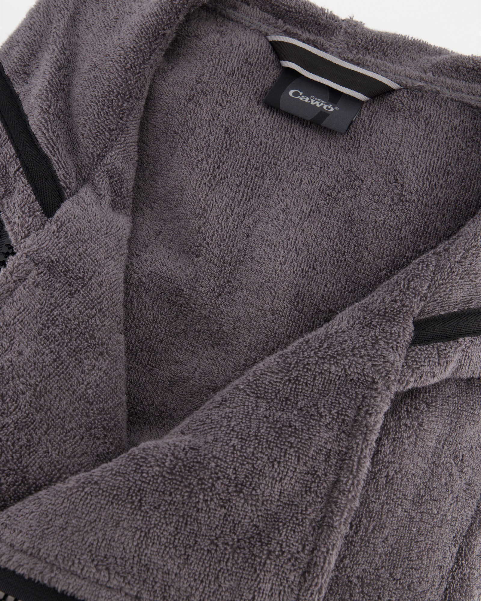 Cawö Bademäntel Herren Kapuze New Zipper 6516 anthrazit-schwarz - 774