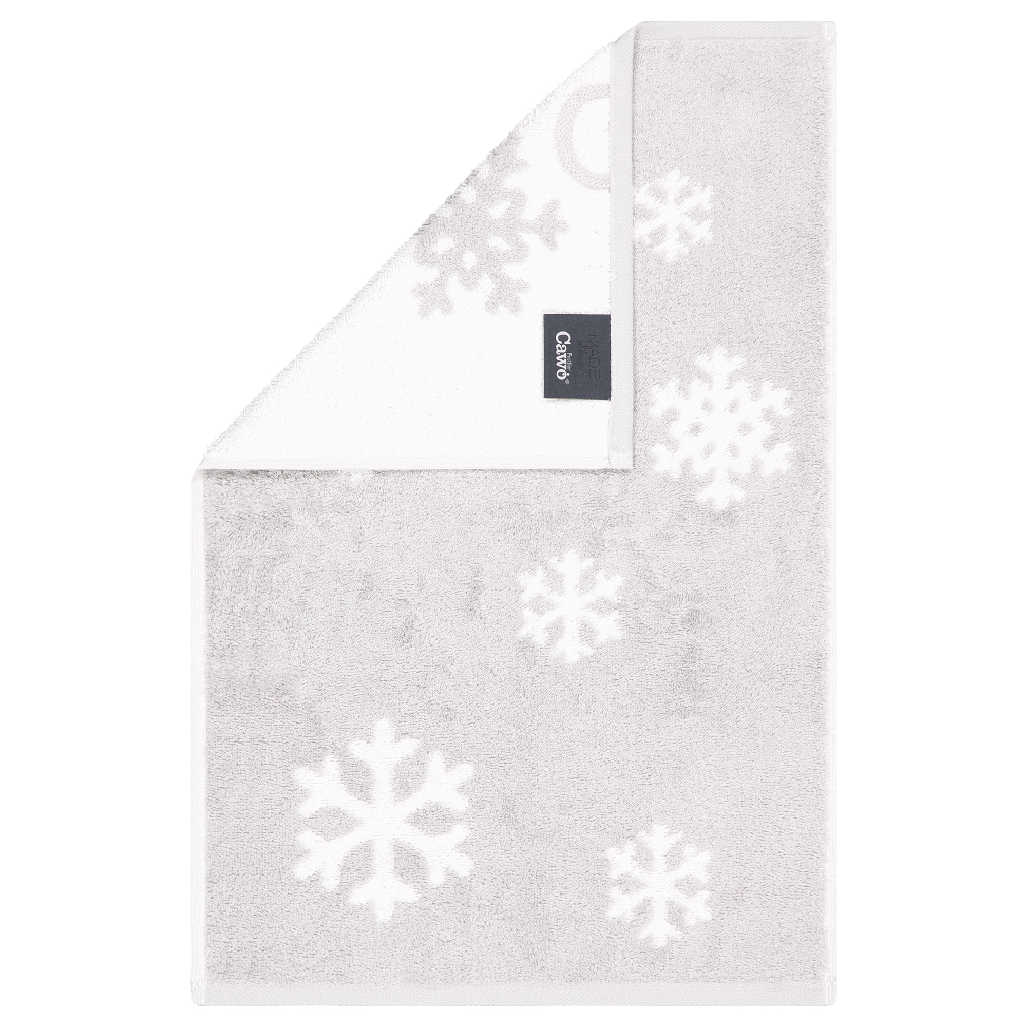 Cawö Handtücher WINTER EDITION Schneekristalle 6270 platin/weiß - 76 - Gästetuch 30x50 cm