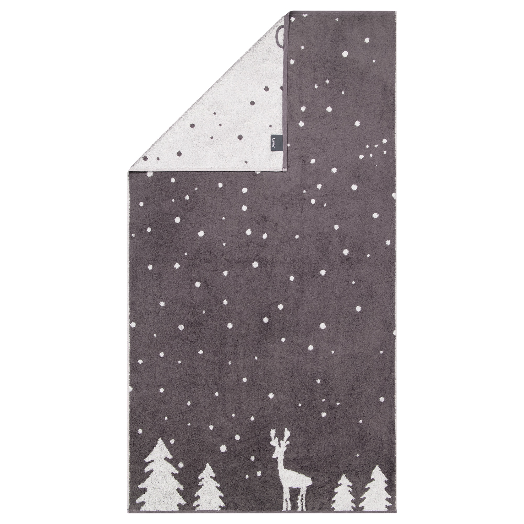 Cawö Handtücher WINTER EDITION Rudi im Schnee 6271 basalt/platin - 77 - Duschtuch 70x140 cm