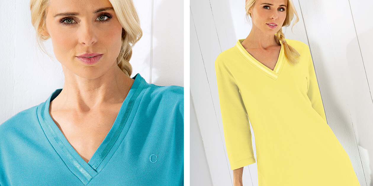 Cawö Home Tunika Pique 819 - Farbe: türkis - 44 - S