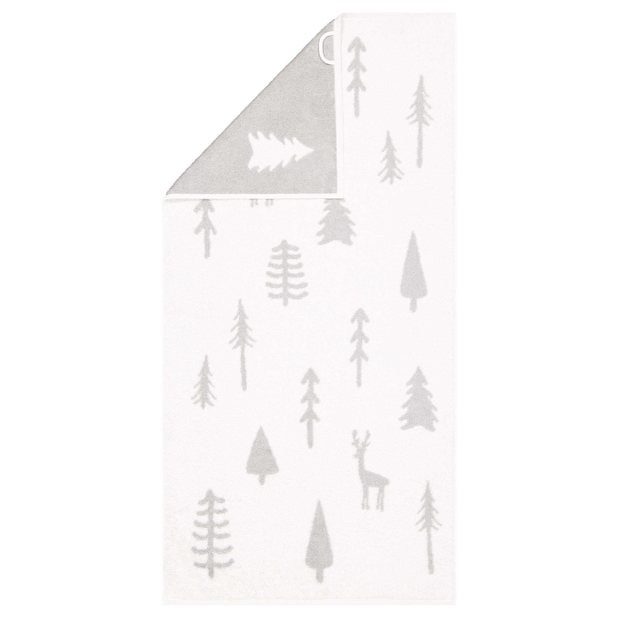 Cawö Handtücher WINTER EDITION Tannen 6273 weiß/platin - 67 - Handtuch 50x100 cm
