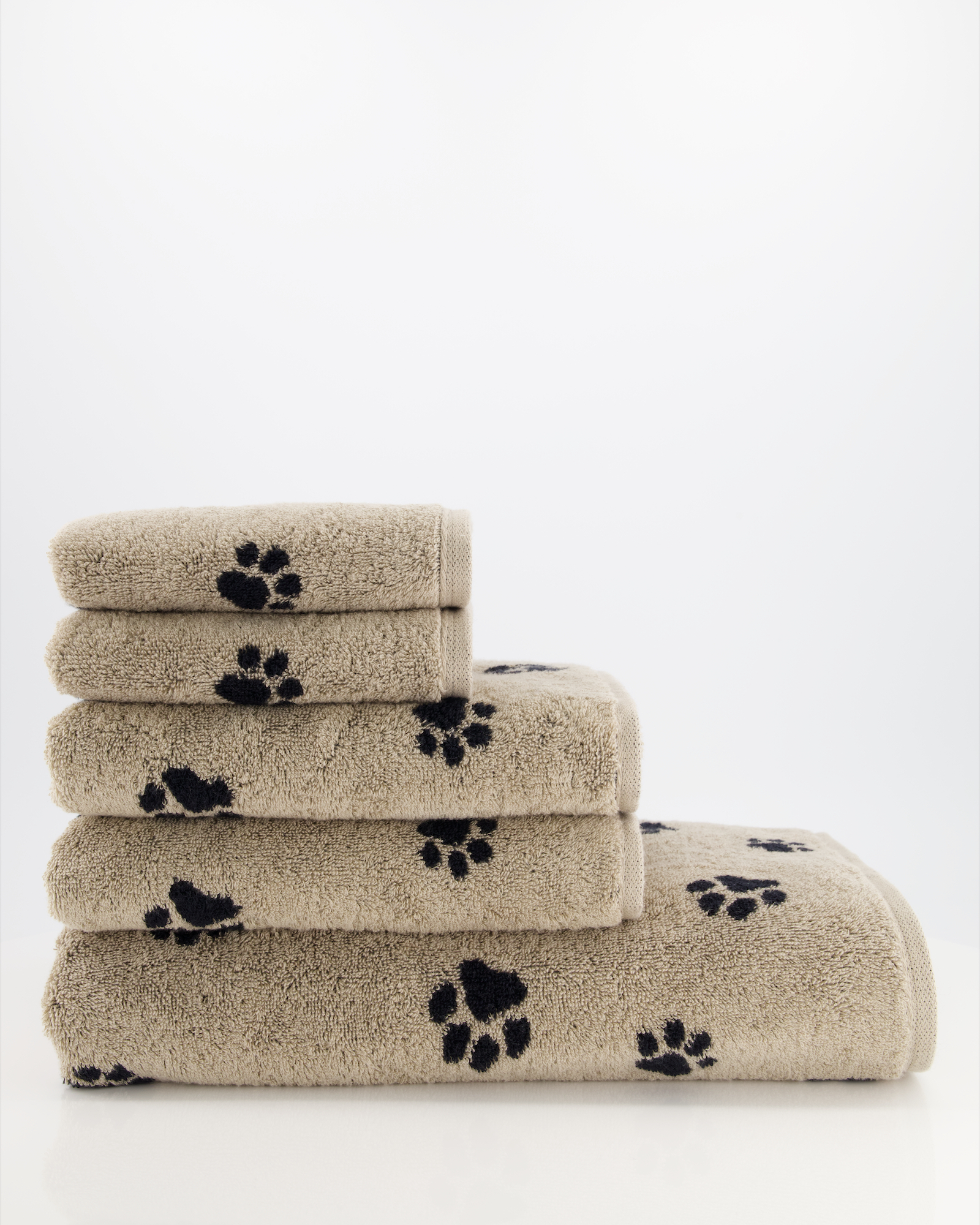 Cawö Handtücher WE LOVE DOGS Paws 6247 Schwarz-Beige - 93 - Gästetuch 30x50 cm