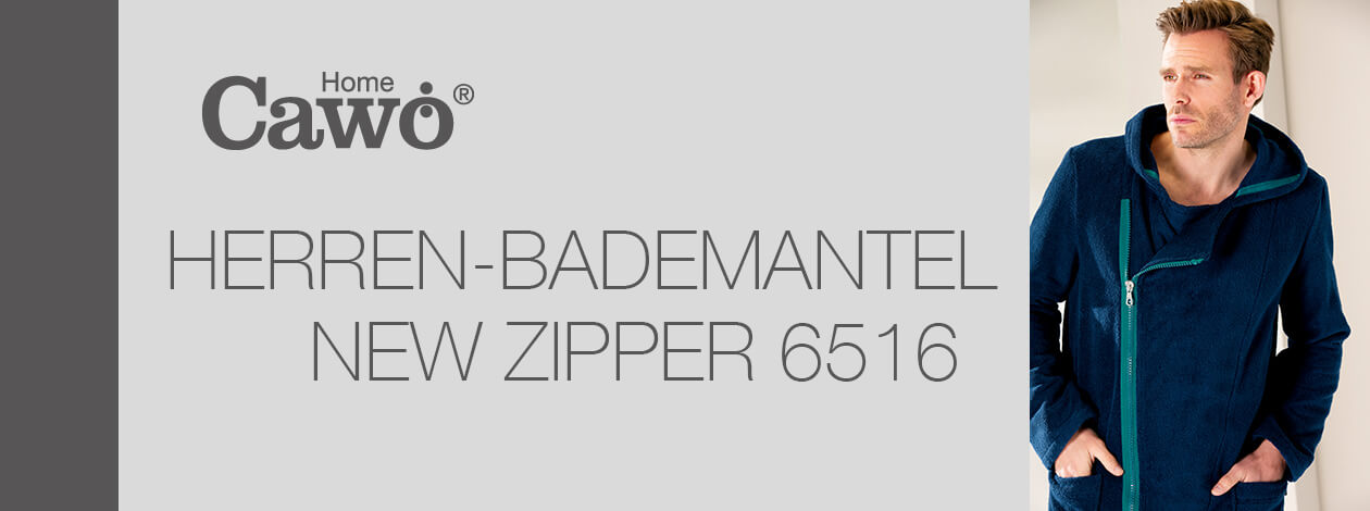 Cawö Herren Bademantel New Zipper Kapuze RV 6516 - Farbe: anthrazit-schwarz - 774 S Detailbild 2 Cawö Herren Bademantel New Zipper Kapuze RV 6516 - Farbe: anthrazit-schwarz - 774 S Detailbild 2