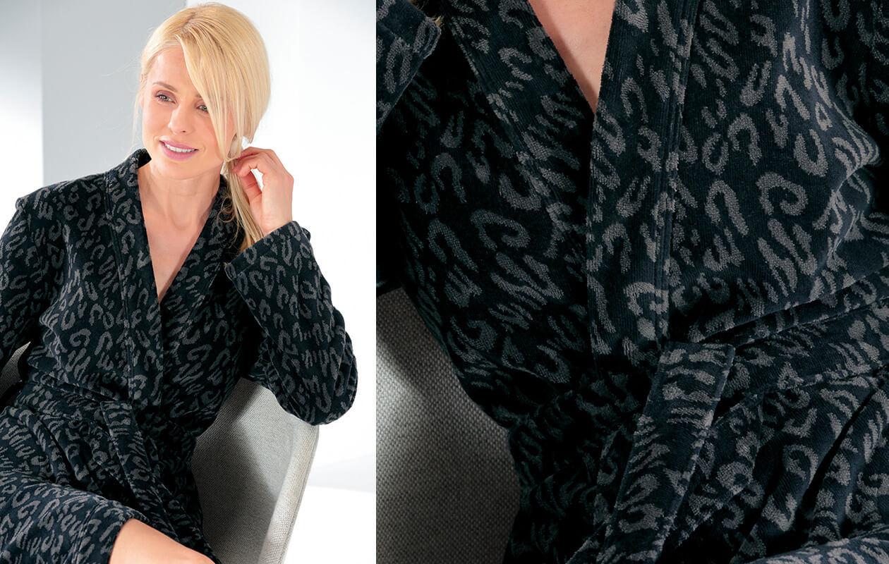 Cawö Damen Bademantel Kimono 2111 - Farbe: schwarz - 97 Detailbild 1 Cawö Damen Bademantel Kimono 2111 - Farbe: schwarz - 97 Detailbild 1
