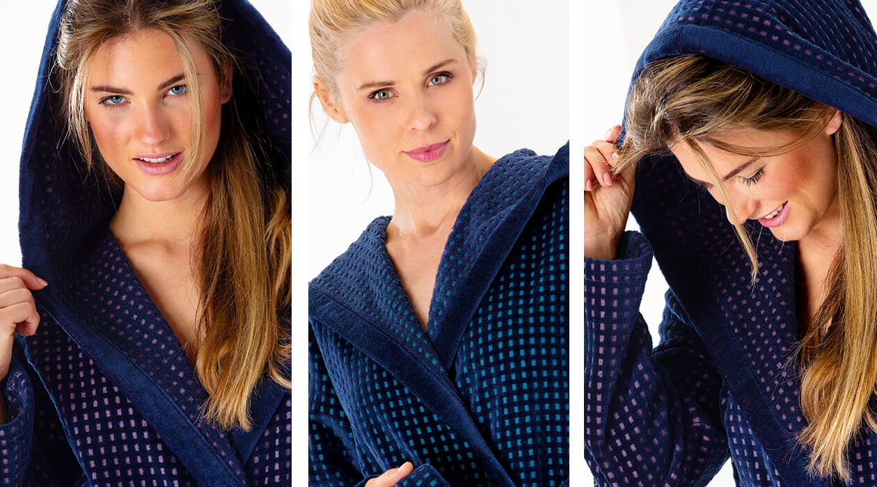 Cawö Damen Bademantel Kimono 6126 - Farbe: blau-beere - 18 S Detailbild 3 Cawö Damen Bademantel Kimono 6126 - Farbe: blau-beere - 18 S Detailbild 3