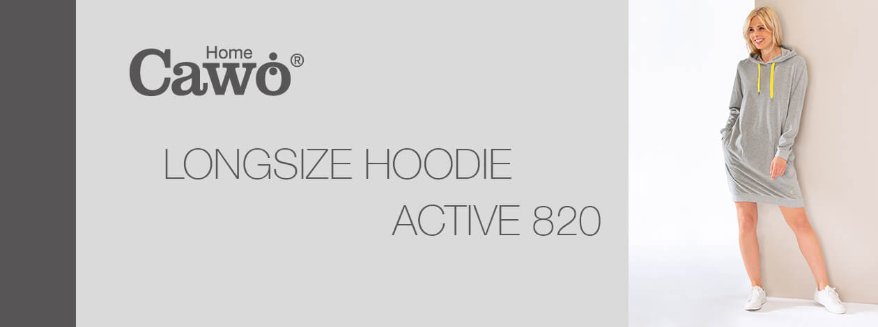 Cawö Home Active Longsize Hoodie 820 - Farbe: grau-melange/gelb - 75 L Detailbild 2 Cawö Home Active Longsize Hoodie 820 - Farbe: grau-melange/gelb - 75 L Detailbild 2