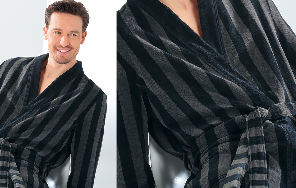 Cawö Herren Bademantel Kimono 2612 - Farbe: schwarz - 97 S Detailbild 2 Cawö Herren Bademantel Kimono 2612 - Farbe: schwarz - 97 S Detailbild 2