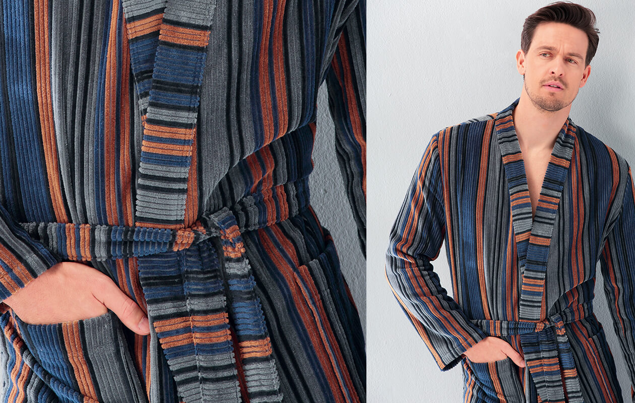 Cawö Herren Bademantel Kimono 2509 - Farbe: aqua - 14 S Detailbild 3 Cawö Herren Bademantel Kimono 2509 - Farbe: aqua - 14 S Detailbild 3