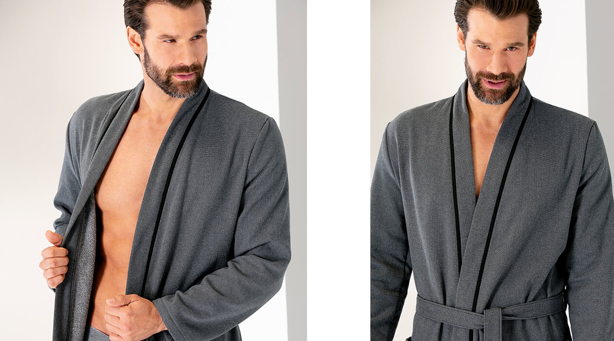 Cawö Herren Bademantel Kimono 6522 - Farbe: navy - 11 Detailbild 3 Cawö Herren Bademantel Kimono 6522 - Farbe: navy - 11 Detailbild 3