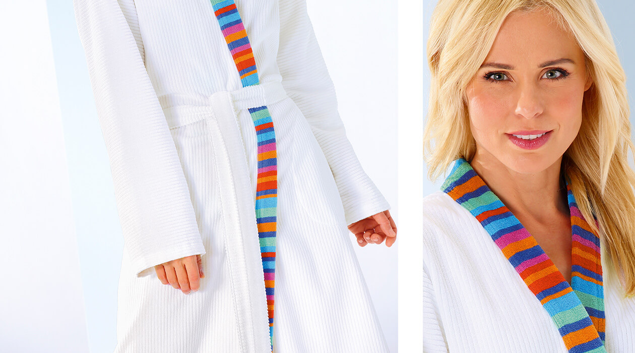 Cawö Damen Bademantel Kimono Art 1230 - Farbe: weiß-multicolor - 600 XL Detailbild 3 Cawö Damen Bademantel Kimono Art 1230 - Farbe: weiß-multicolor - 600 XL Detailbild 3