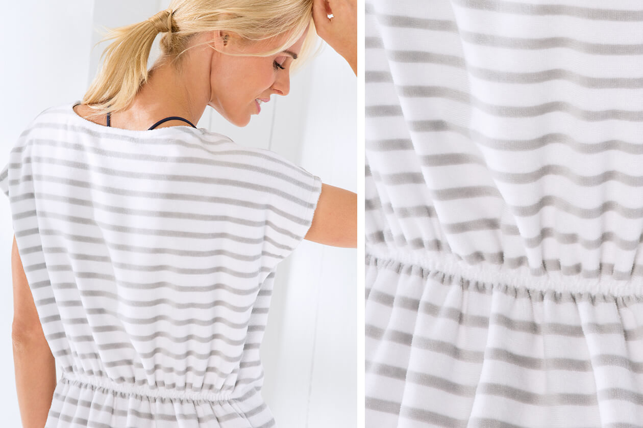 Cawö - Strandkleid Frottier Breton 9302 - Farbe: silber - 76 L Detailbild 1 Cawö - Strandkleid Frottier Breton 9302 - Farbe: silber - 76 L Detailbild 1