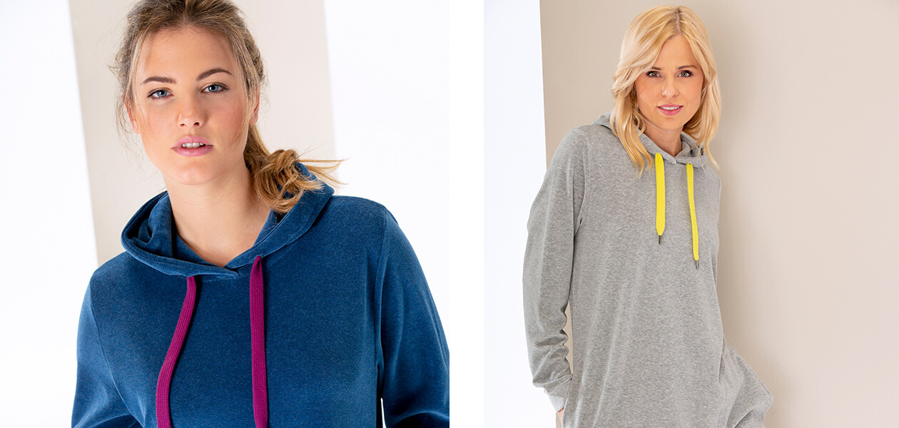 Cawö Home Active Longsize Hoodie 820 - Farbe: grau-melange/gelb - 75 L Detailbild 1 Cawö Home Active Longsize Hoodie 820 - Farbe: grau-melange/gelb - 75 L Detailbild 1