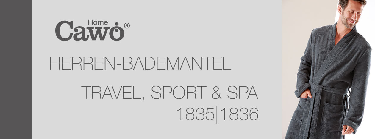Cawö Herren Bademantel Kimono Travel, Sport, Spa 1835 - Farbe: travertin - 366 S Detailbild 2 Cawö Herren Bademantel Kimono Travel, Sport, Spa 1835 - Farbe: travertin - 366 S Detailbild 2