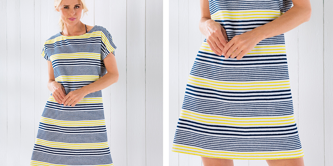 Cawö - Strandkleid Frottier Maritime 9300 - Farbe: marine-gelb - 15 XS Detailbild 1 Cawö - Strandkleid Frottier Maritime 9300 - Farbe: marine-gelb - 15 XS Detailbild 1
