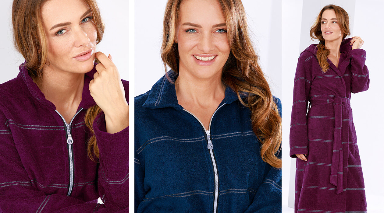 Cawö Damen Bademantel Carat RV 1224 - Farbe: navy - 133 S Detailbild 1 Cawö Damen Bademantel Carat RV 1224 - Farbe: navy - 133 S Detailbild 1