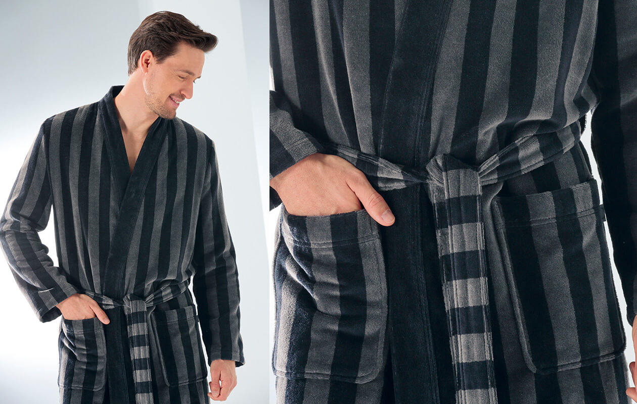 Cawö Herren Bademantel Kimono 2612 - Farbe: schwarz - 97 S Detailbild 1 Cawö Herren Bademantel Kimono 2612 - Farbe: schwarz - 97 S Detailbild 1